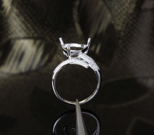 Diamond Engagement Semi Mount Ring 14K White Gold Setting Trillion 10.5mm - Lord of Gem Rings