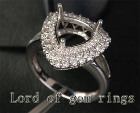 Diamond Engagement Semi Mount Ring 14K White Gold Setting Trillion 10mm - Lord of Gem Rings