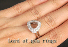 Diamond Engagement Semi Mount Ring 14K White Gold Setting Trillion 10mm - Lord of Gem Rings