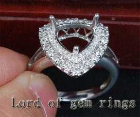 Diamond Engagement Semi Mount Ring 14K White Gold Setting Trillion 10mm - Lord of Gem Rings