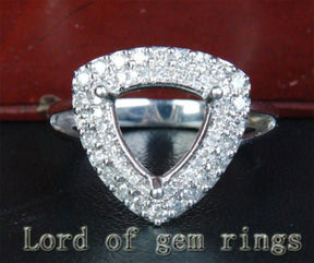 Diamond Engagement Semi Mount Ring 14K White Gold Setting Trillion 10mm - Lord of Gem Rings