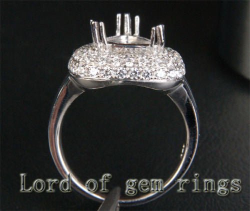 Diamond Engagement Semi Mount Ring 14K White Gold Setting Trillion 9mm - Lord of Gem Rings