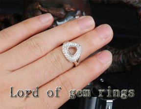 Diamond Engagement Semi Mount Ring 14K White Gold Setting Trillion 9mm - Lord of Gem Rings