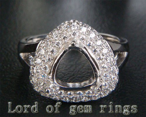 Diamond Engagement Semi Mount  Ring 14K White Gold Setting Trillion 9mm