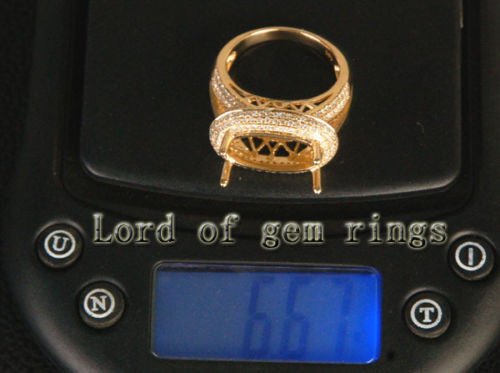 Diamond Engagement Semi Mount Ring 14K Yellow Gold Setting Oval 12x16mm - Lord of Gem Rings