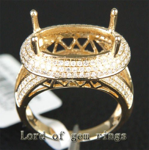 Diamond Engagement Semi Mount Ring 14K Yellow Gold Setting Oval 12x16mm - Lord of Gem Rings