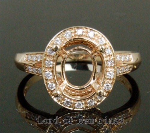 Diamond Engagement Semi Mount Ring 14K Yellow Gold Setting Oval 8x10mm