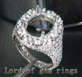 Diamond Engagement Semi Mount Ring 18K White Gold Setting Oval 8x10mm - Lord of Gem Rings