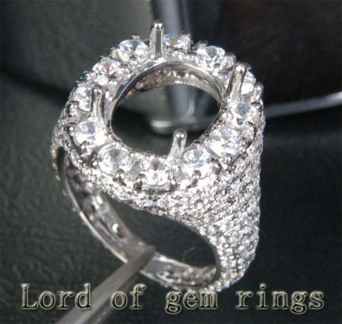 Diamond Engagement Semi Mount Ring 18K White Gold Setting Oval 8x10mm - Lord of Gem Rings