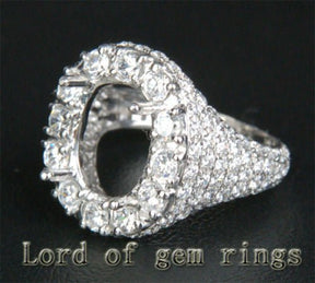 Diamond Engagement Semi Mount Ring 18K White Gold Setting Oval 8x10mm - Lord of Gem Rings