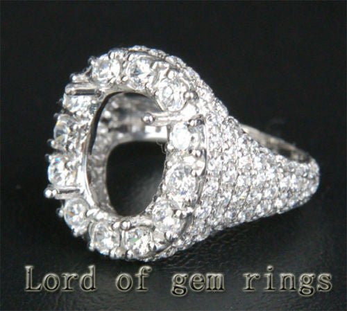 Diamond Engagement Semi Mount Ring 18K White Gold Setting Oval 8x10mm - Lord of Gem Rings