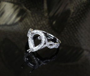 Diamond Engagement Semi Mount Ring Setting 14K White Gold Setting Pear 7x9mm - Lord of Gem Rings