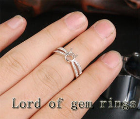 Diamond Engagement Wedding Semi Mount Ring 14K White Gold Oval 7x9mm - Lord of Gem Rings