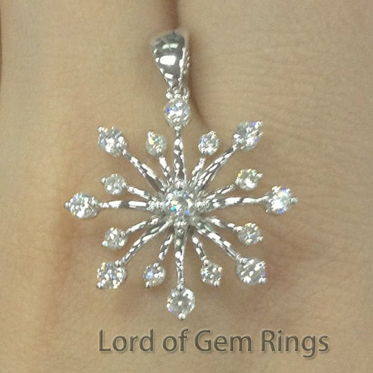 Diamond firework Pendant,14K White Gold