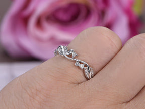 Diamond Floral Half Eternity Vine Ring 14K White Gold - Lord of Gem Rings