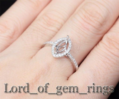 Diamond Halo Marquise Semi Mount Ring - Lord of Gem Rings