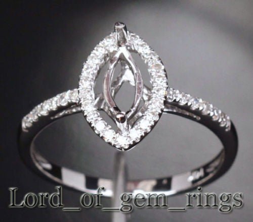 Diamond Halo Marquise Semi Mount Ring - Lord of Gem Rings