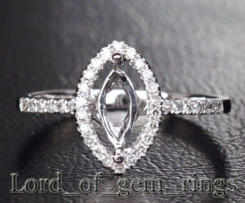 Diamond Halo Marquise Semi Mount Ring - Lord of Gem Rings