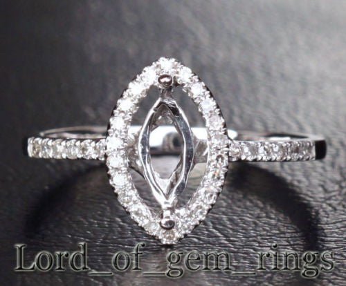 Diamond Halo Marquise Semi Mount Ring