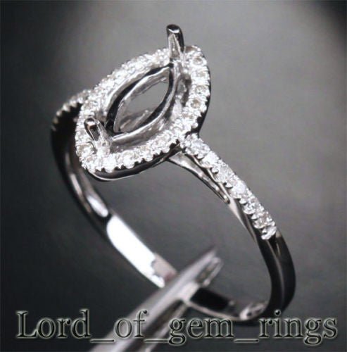 Diamond Halo Marquise Semi Mount Ring - Lord of Gem Rings