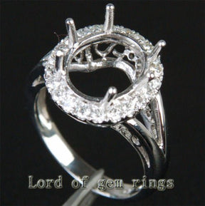 Diamond Halo Oval Semi-Set Split Shank - Lord of Gem Rings