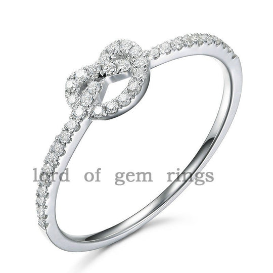 Diamond Heart-Knot Wedding Ring 14K White Gold