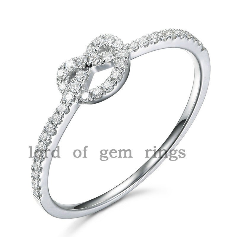 Diamond Heart-Knot Wedding Ring 14K White Gold - Lord of Gem Rings