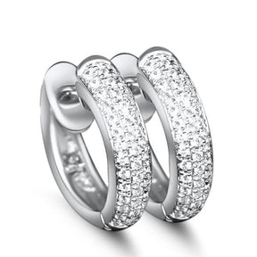 Diamond Huggie Hoop Earrings 14k White Gold - Lord of Gem Rings