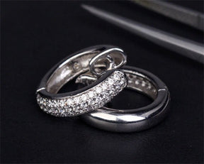 Diamond Huggie Hoop Earrings 14k White Gold - Lord of Gem Rings