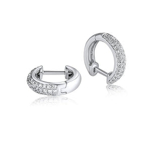 Diamond Huggie Hoop Earrings 14k White Gold - Lord of Gem Rings