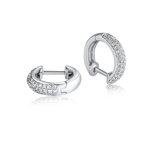 Diamond Huggie Hoop Earrings 14k White Gold - Lord of Gem Rings
