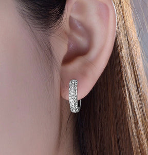 Diamond Huggie Hoop Earrings 14k White Gold - Lord of Gem Rings