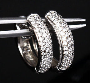 Diamond Huggie Hoop Earrings 14k White Gold - Lord of Gem Rings