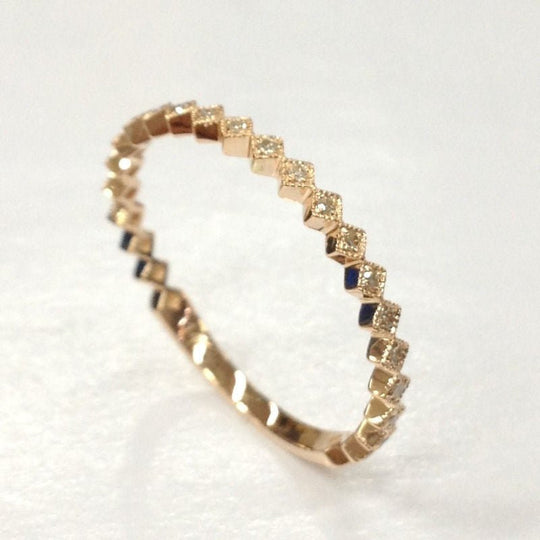 Diamond Milgrain Square 3/4 Eternity Wedding Band