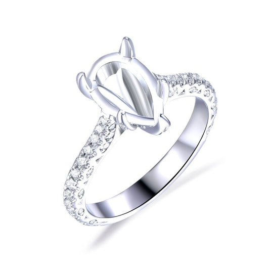Diamond on Prong Pear Semi Mount Ring in 18K Gold