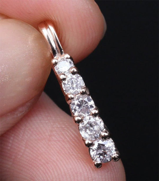 Diamond Pendant 14k Rose Gold - 5 Stones Brilliant Journey Pendant For Necklace