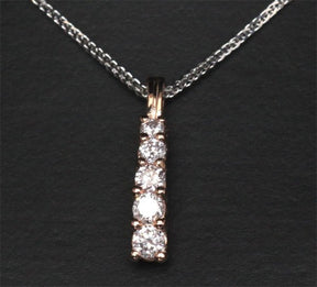 Diamond Pendant 14k Rose Gold - 5 Stones Brilliant Journey Pendant For Necklace - Lord of Gem Rings