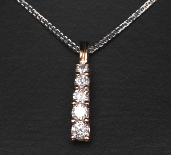 Diamond Pendant 14k Rose Gold - 5 Stones Brilliant Journey Pendant For Necklace - Lord of Gem Rings
