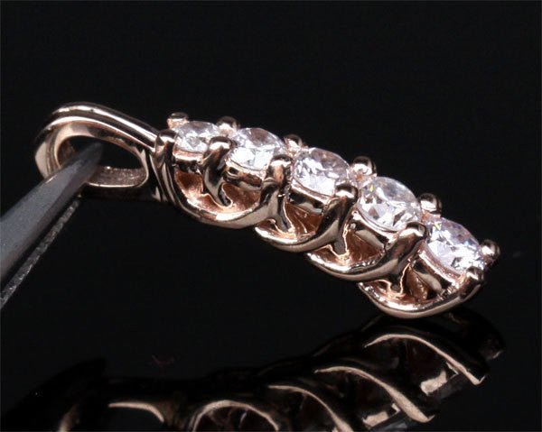 Diamond Pendant 14k Rose Gold - 5 Stones Brilliant Journey Pendant For Necklace - Lord of Gem Rings