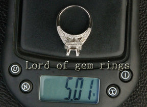 Diamond Semi Mount Ring 14K White Gold Setting Emerald Cut 6X8mm Milgrain - Lord of Gem Rings