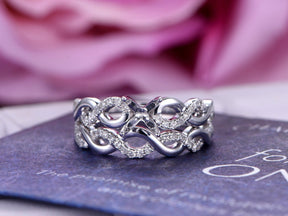 Diamond Semi Mount Ring Infinite Love Bridal Set 14K White Gold, Round 6mm - Lord of Gem Rings