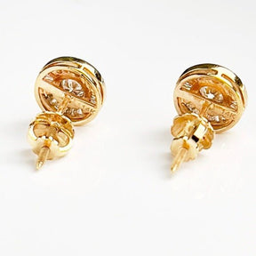 Diamond Stud Earrings in 14K Yellow Gold - Baguette & Round Channel Set .73ctw Diamonds Stud Earrings - Lord of Gem Rings
