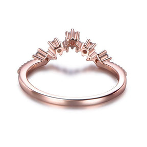 Diamond Tiara Curved Milgrain Wedding Band 14K Rose Gold - Lord of Gem Rings