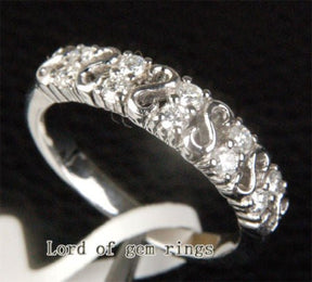 Diamond Wedding Band Half Eternity Anniversary Ring 14K White Gold (.25ct.tw.) - Lord of Gem Rings