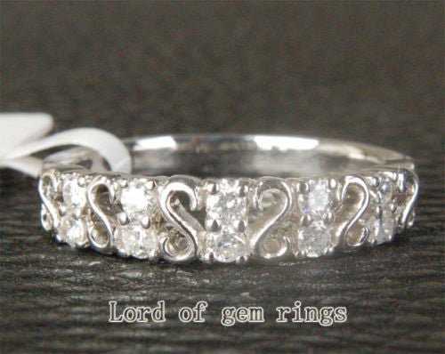 Diamond Wedding Band Half Eternity Anniversary Ring 14K White Gold (.25ct.tw.) - Lord of Gem Rings