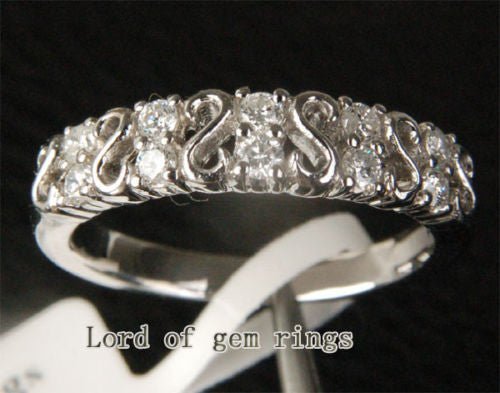 Diamond Wedding Band Half Eternity Anniversary Ring 14K White Gold (.25ct.tw.) - Lord of Gem Rings