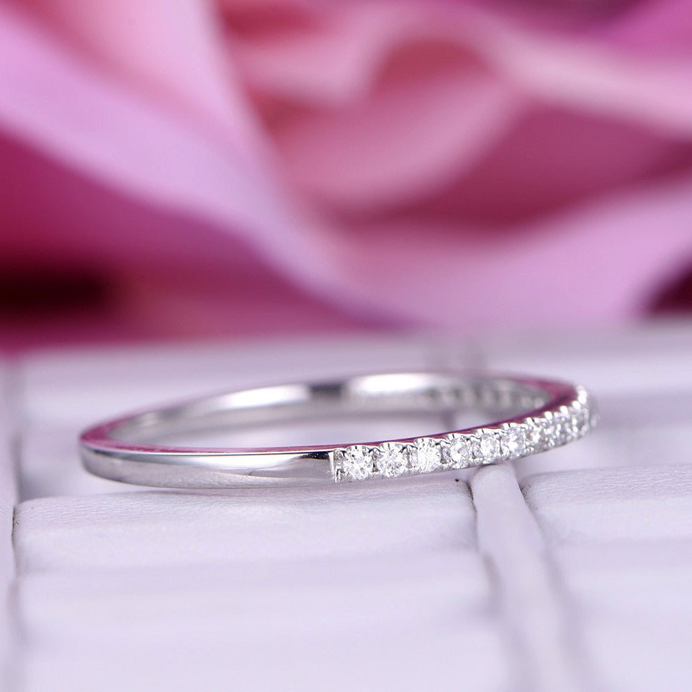 Diamond Wedding Band Half Eternity Anniversary Ring 14K White Gold - Lord of Gem Rings