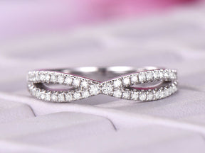 Diamond Wedding Band Half Eternity Infinite Love Ring 14K White Gold - Lord of Gem Rings
