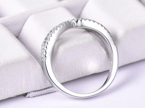 Diamond Wedding Band Half Eternity Infinite Love Ring 14K White Gold - Lord of Gem Rings