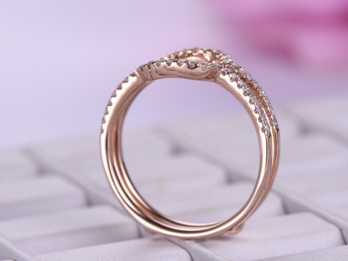 Diamond Wedding Ring Guard 14k Rose Gold - Lord of Gem Rings